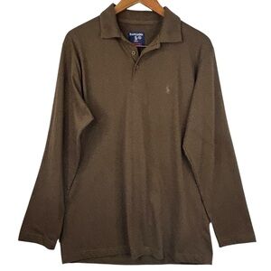 Ralph Lauren Brown Long Sleeve Polo Style Shirt With Small Embroidered Logo XL